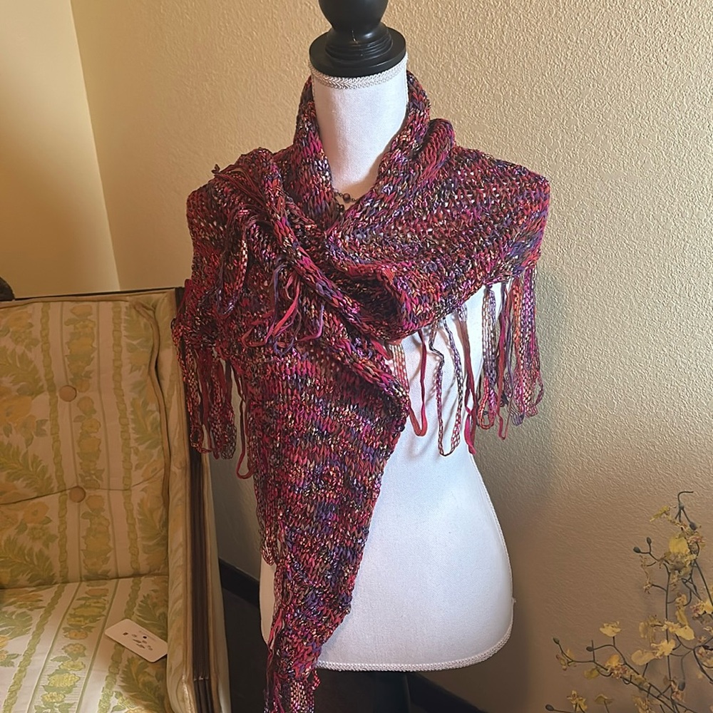 Hand knit ribbon scarf